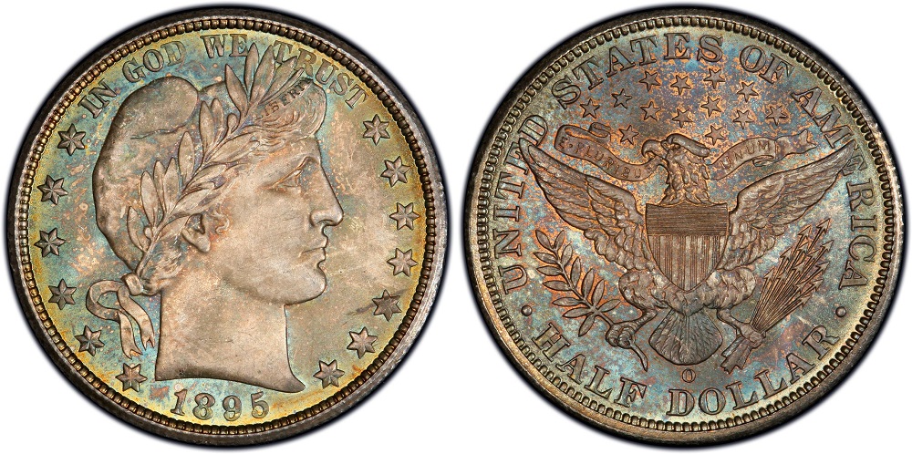 1895-O Barber Half Dollar reverse showing the New Orleans O mint mark detail